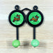 Green Color Deer Print Dual Hook Ceramic & Iron Key Holder