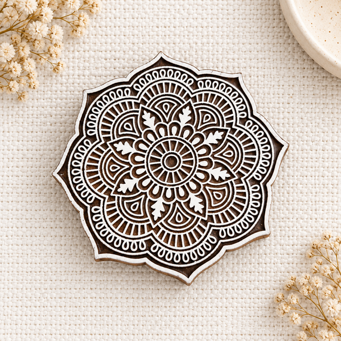 Hand Carved Wooden Printing Blocks | Set of 5 Traditional Indian Designs