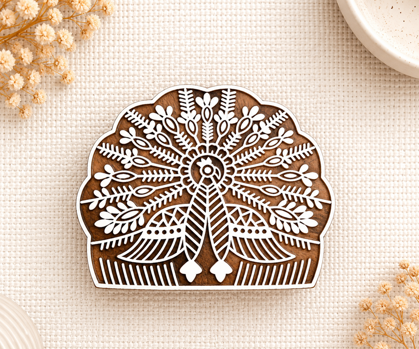 Hand Carved Wooden Printing Blocks | Set of 5 Traditional Indian Designs