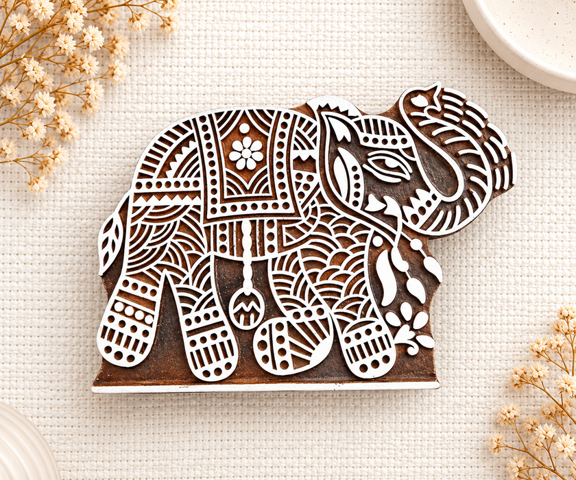 Hand Carved Wooden Printing Blocks | Set of 5 Traditional Indian Designs