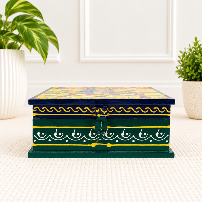 Handcrafted Wooden Camel Design Storage Box, Hand Painted Indian Traditional Decor
