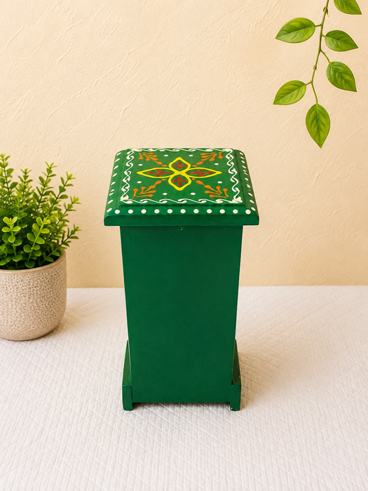 Hand Painted Wooden 2 Drawer Cabinet | Traditional Floral Indian Decor