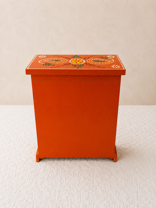 Hand Painted Wooden 3 Drawer Cabinet | Traditional Floral Indian Decor