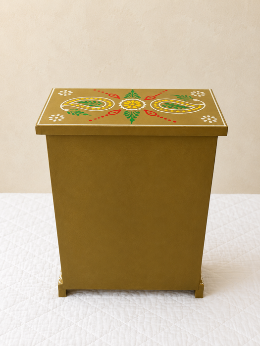 Hand Painted Wooden 3 Drawer Cabinet | Traditional Floral Storage Decor