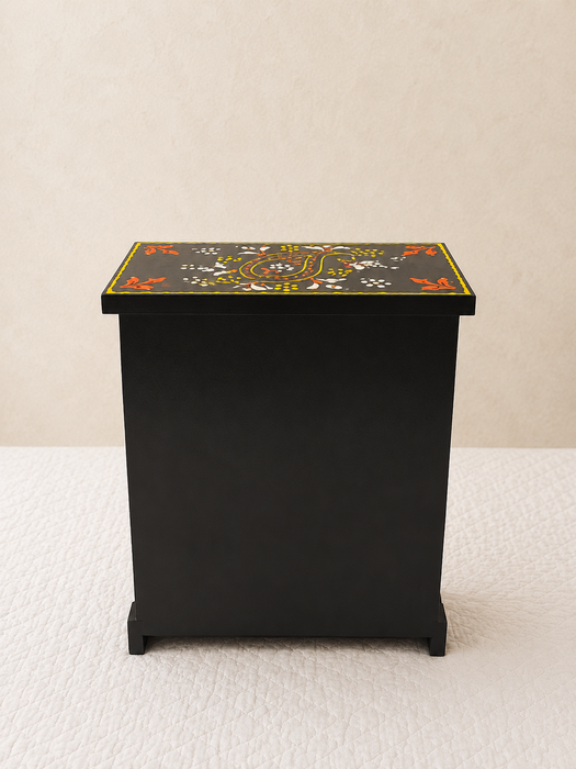 Hand Painted Wooden 3 Drawer Cabinet | Traditional Indian Floral Decor