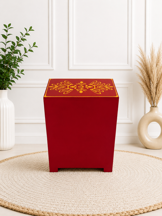 Hand Painted Wooden 3 Drawer Cabinet | Traditional Indian Handmade Decor