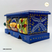 Handcrafted Blue Color Wooden Ceramic Drawer Storage Box