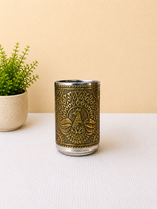 Handcrafted Meenakari Glass & Tray Set | Traditional Indian Drinkware