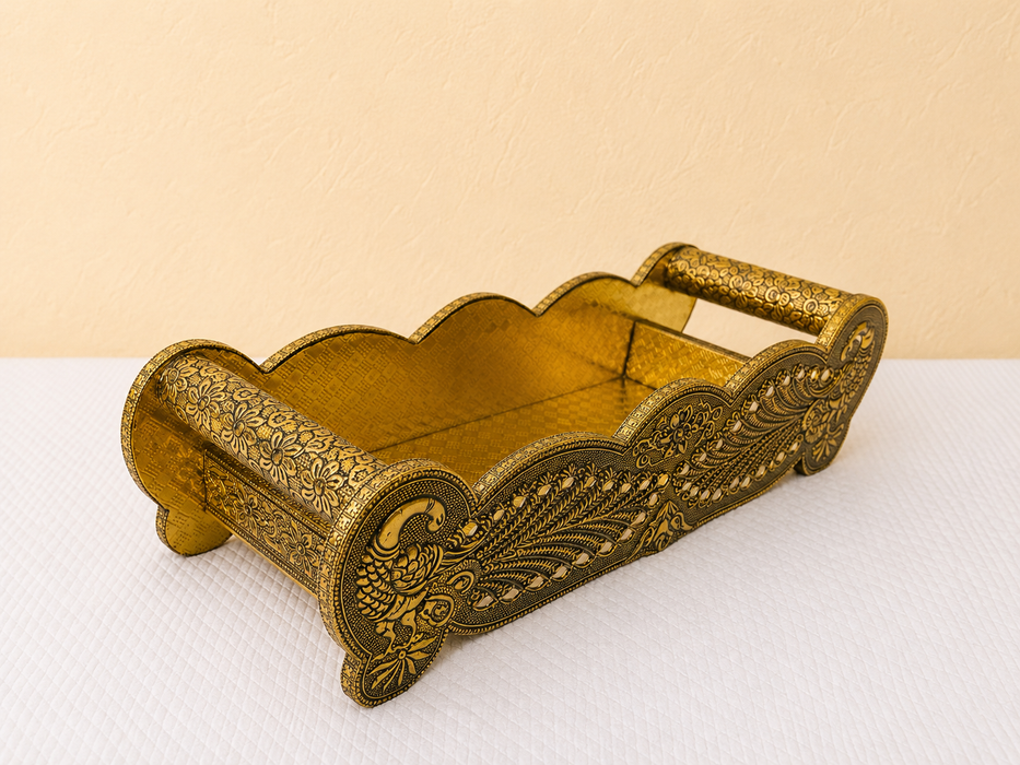 Handcrafted Meenakari Glass & Tray Set | Traditional Indian Drinkware