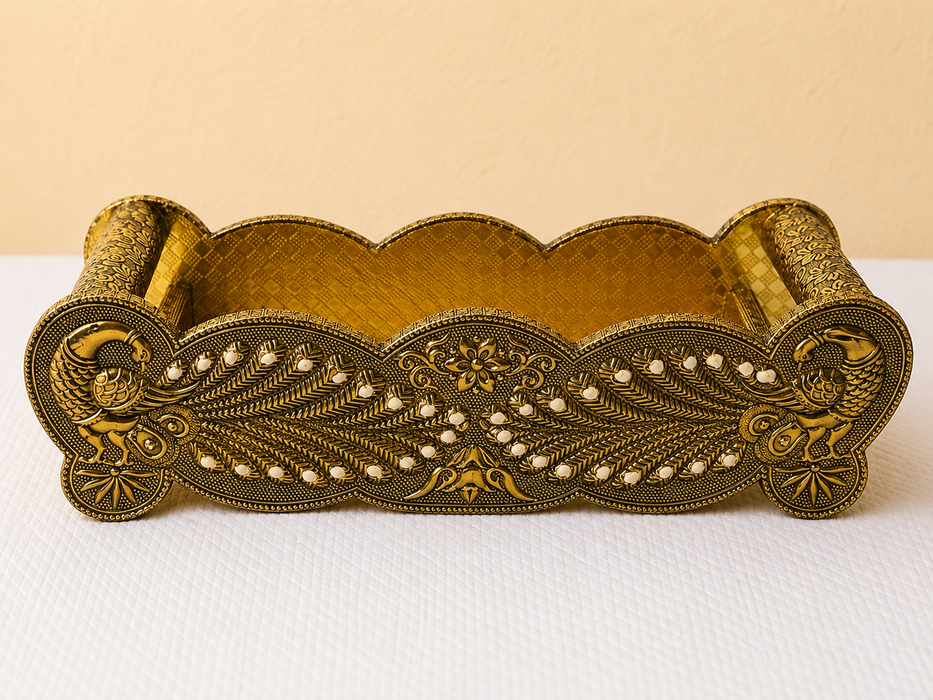 Handcrafted Meenakari Glass & Tray Set | Traditional Indian Drinkware