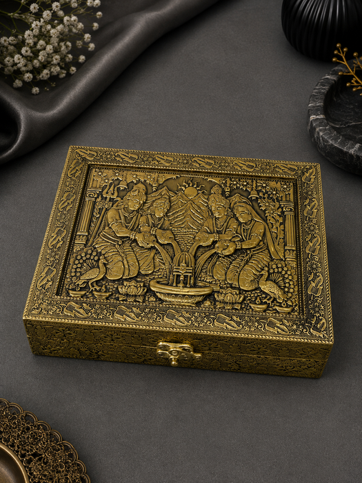 Handcrafted Radha Krishna Shiv Parvati Jalabhishek Temple Box