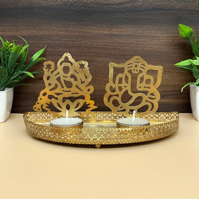 Handcrafted Shadow Ganesh Lakshmi Tea Light Holder