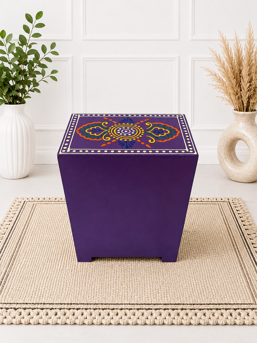 Handcrafted Wooden 4 Drawer Chest, Hand Painted Indian Home Decor