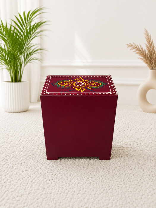 Handcrafted Wooden 4 Drawer Chest, Hand Painted Indian Home Decor