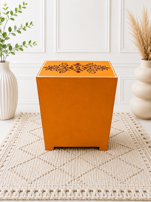 Handcrafted Wooden 4 Drawer Chest, Hand Painted Indian Storage Cabinet