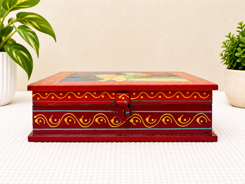 Handcrafted Wooden Camel Design Storage Box, Hand Painted Indian Traditional Decor