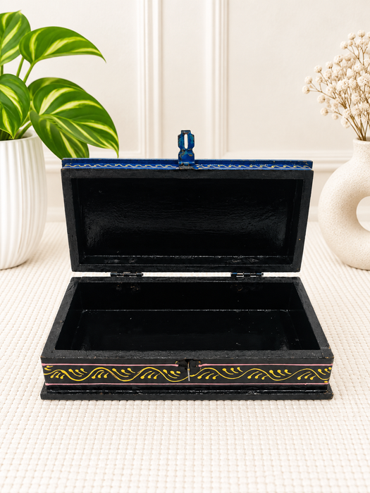 Handcrafted Wooden Elephant Design Storage Box, Hand Painted Indian Traditional Decor