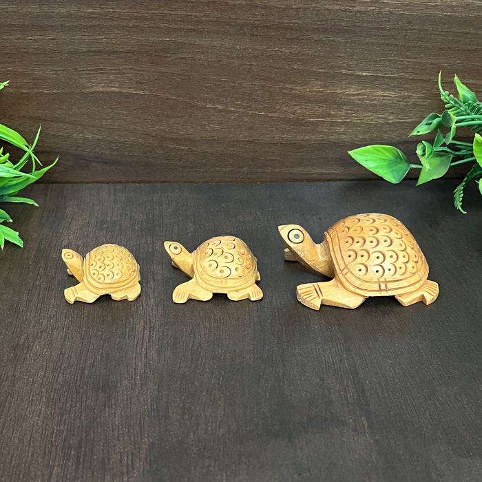 Handcrafted Wooden Tortoise Set 2