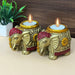 Handmade Elephant Hand Painted Tea Light Candle Set 3