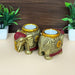 Handmade Elephant Hand Painted Tea Light Candle Set 8