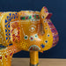 Handmade Embossed Painted Wooden Elephant Stool Decorative Showpiece