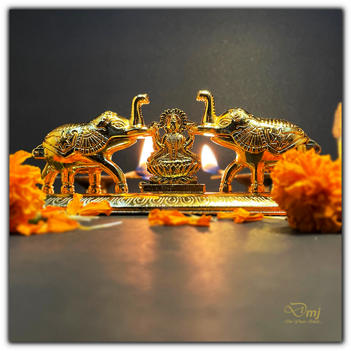 Handmade Golden Laxmi Chopda with Double Elephant Design