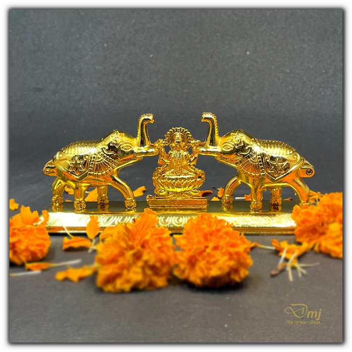 Handmade Golden Laxmi Chopda with Double Elephant Design