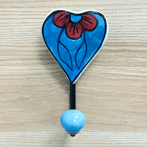 Heart Shaped Ceramic Iron Key Holder with Floral Design