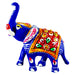 Meenakari Blue Metal Trunk Up Elephant Statue