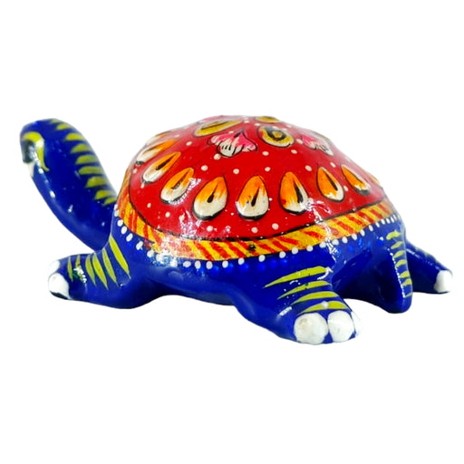 Handpainted Meenakari Metal Enamel Tortoise Statue