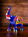 Meenakari Blue Metal Trunk Up Elephant Statue