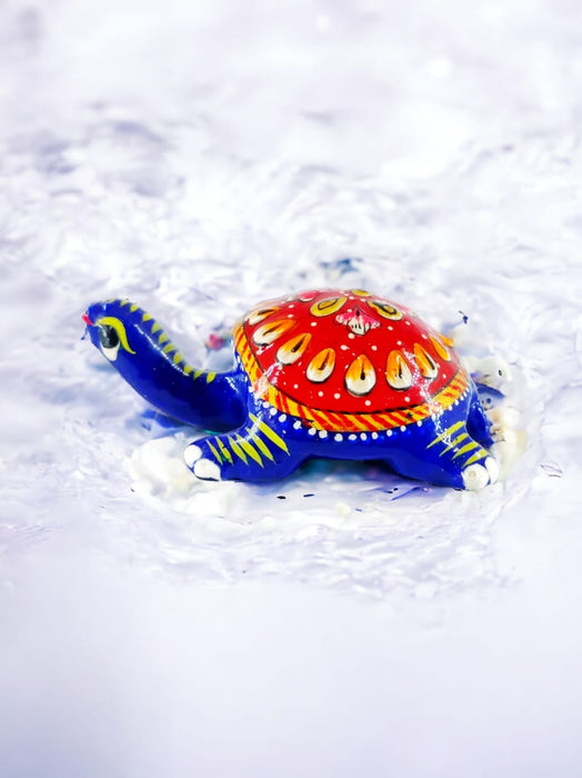 Handpainted Meenakari Metal Enamel Tortoise Statue