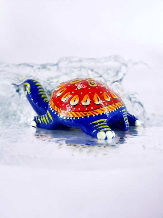 Handpainted Meenakari Metal Enamel Tortoise Statue