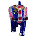 Handcrafted Meenakari Blue Metal Trunk Up Elephant Statue