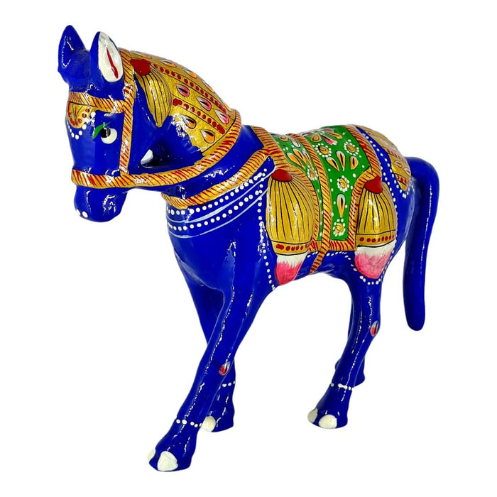 Handpainted Meenakari Metal Horse Statue