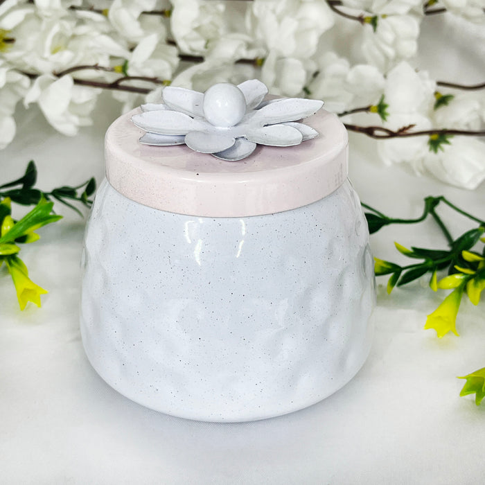 Elegant Ceramic Storage Jar with Floral Lid | Decorative Multipurpose Container