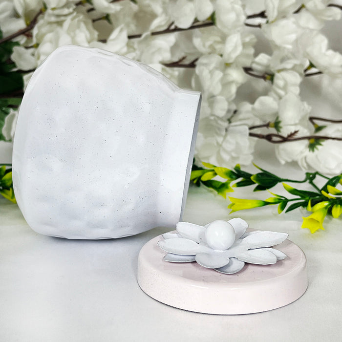 Elegant Ceramic Storage Jar with Floral Lid | Decorative Multipurpose Container