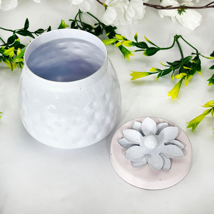 Elegant Ceramic Storage Jar with Floral Lid | Decorative Multipurpose Container