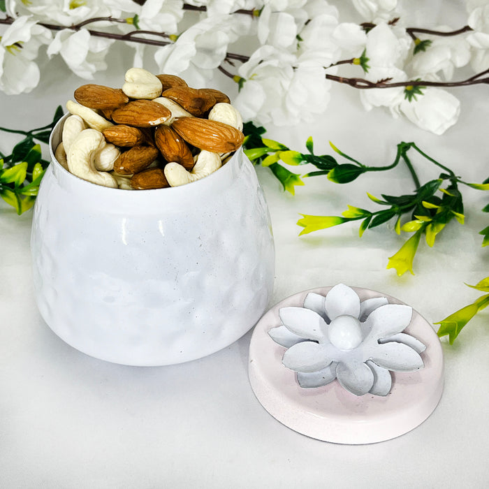 Elegant Ceramic Storage Jar with Floral Lid | Decorative Multipurpose Container
