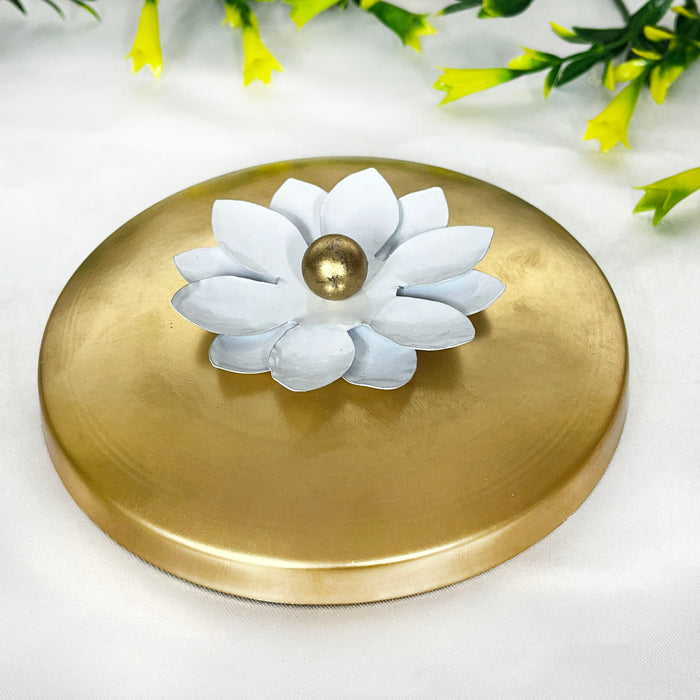 Elegant White Ceramic Storage Jar with Gold Lid | Decorative Multipurpose Organizer