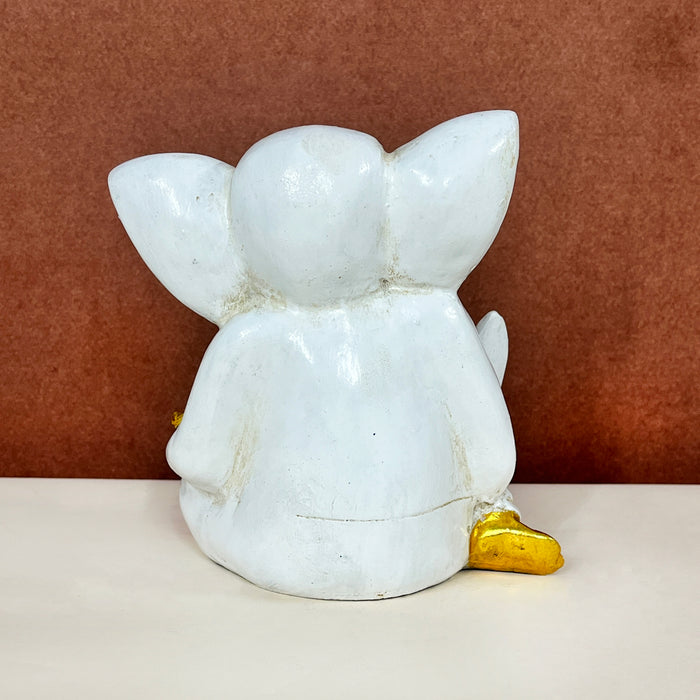 Handcrafted Lord Ganesha Tealight Candle Holder | White & Gold Ganesh Idol for Home Décor