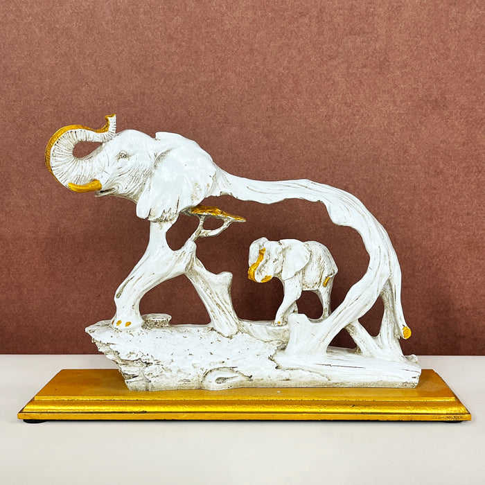 White Resin Elephant Sculpture by Diwam Handicrafts