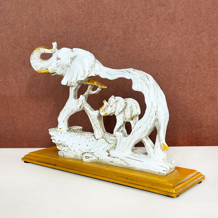 White Resin Elephant Sculpture by Diwam Handicrafts