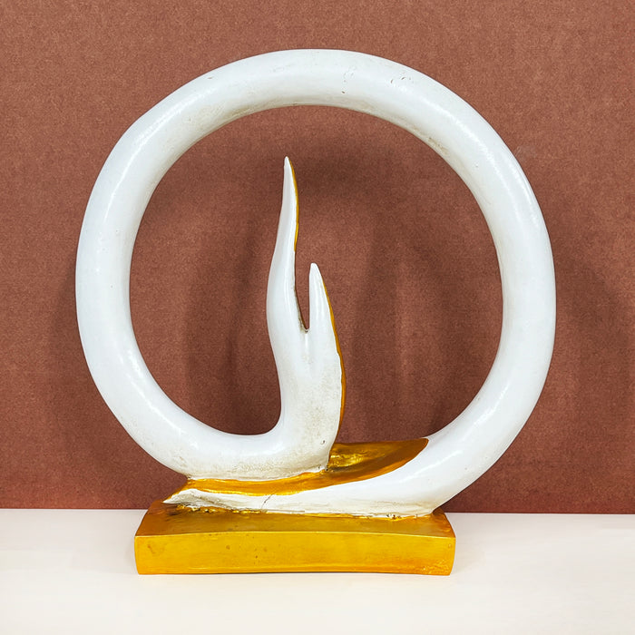 Modern Abstract White & Gold Decorative Sculpture | Handcrafted Resin Home Décor Showpiece