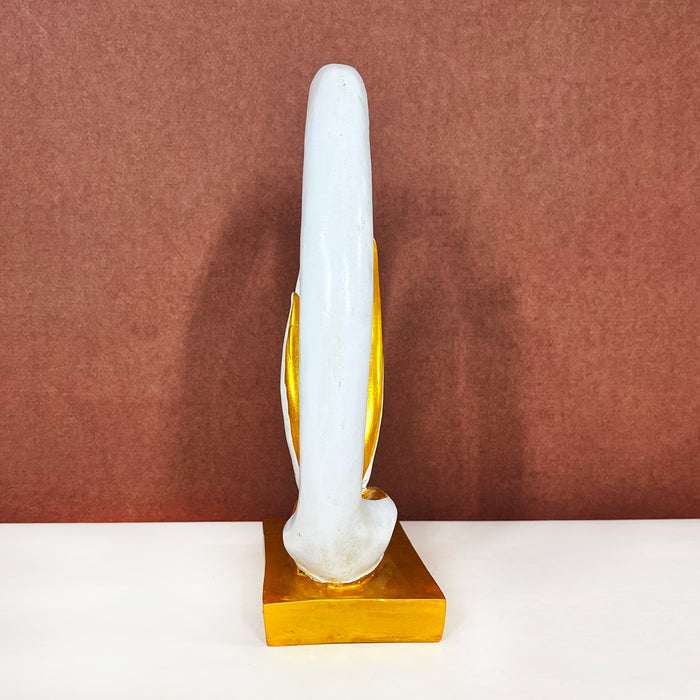 Modern Abstract White & Gold Decorative Sculpture | Handcrafted Resin Home Décor Showpiece