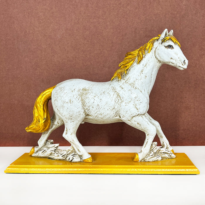 White Resin Horse Sculpture by Diwam Handicrafts