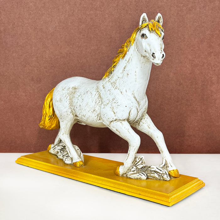 White Resin Horse Sculpture by Diwam Handicrafts