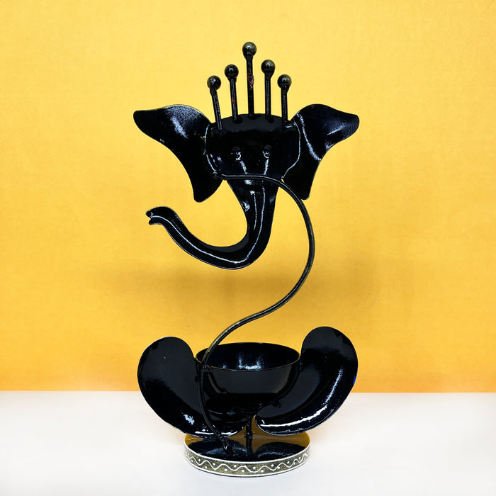 Metal Ganesha Tea Light Candle Holder Showpiece