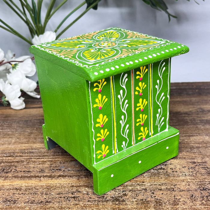 Handcrafted Wooden Mini Cabinet with Ceramic Drawer | Decorative Storage Organizer
