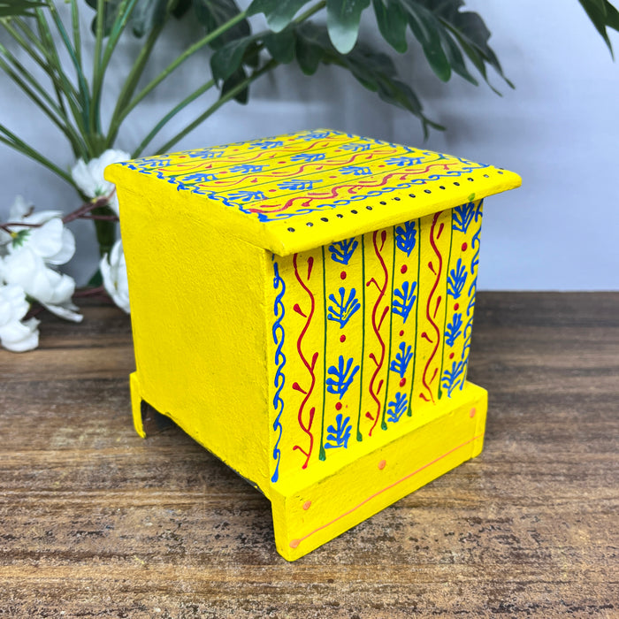Handcrafted Wooden Mini Cabinet with Ceramic Drawer | Decorative Storage Organizer